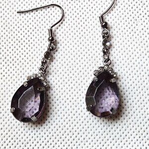 NEW Purple Crystal-like and rhinestone Earrings